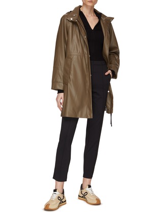 Figure View - Click To Enlarge - AUTOPILOT - High Collar Hooded Vegan Leather Coat