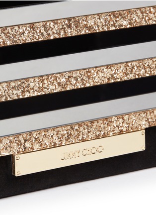 Detail View - Click To Enlarge - JIMMY CHOO - 'Cleo' glitter mirror acrylic chain clutch
