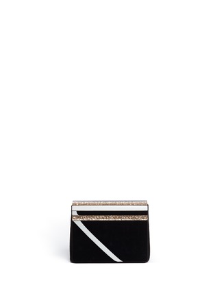 Back View - Click To Enlarge - JIMMY CHOO - 'Cleo' glitter mirror acrylic chain clutch