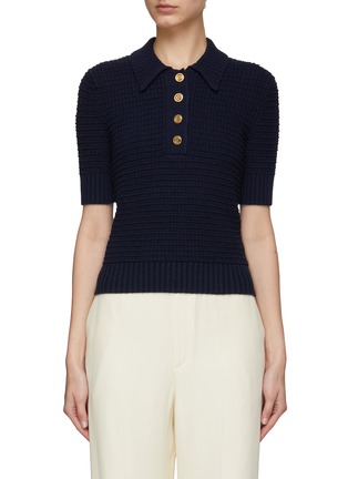 Main View - Click To Enlarge - ST. JOHN - Short Sleeve Cotton Knit Polo Shirt