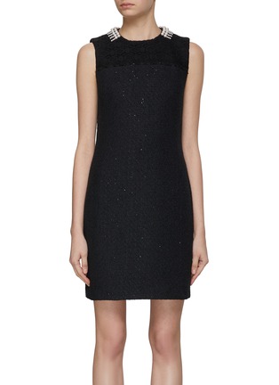 Main View - Click To Enlarge - ST. JOHN - Pearl Embellished Tweed Dress