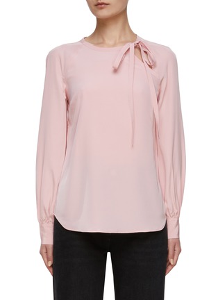 Main View - Click To Enlarge - ST. JOHN - Asymmetric Bow Detailing Silk Blouse