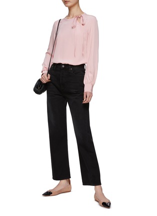 Figure View - Click To Enlarge - ST. JOHN - Asymmetric Bow Detailing Silk Blouse