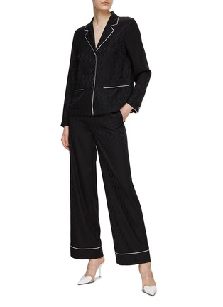 Figure View - Click To Enlarge - ST. JOHN - Cursive Icon Stretch Silk Jacquard Top