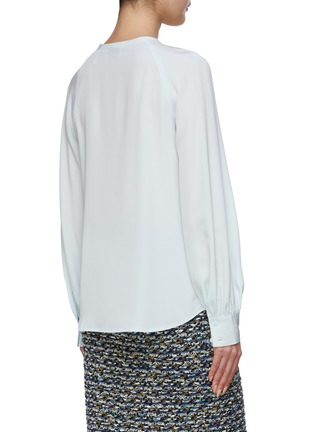 Back View - Click To Enlarge - ST. JOHN - Asymmetric Bow Detailing Silk Blouse
