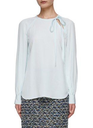 Main View - Click To Enlarge - ST. JOHN - Asymmetric Bow Detailing Silk Blouse