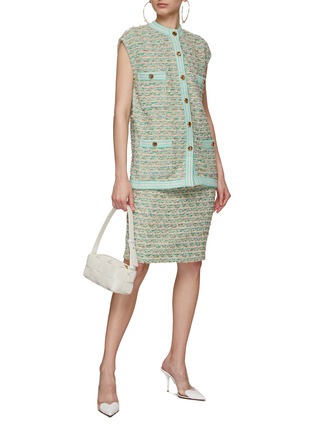 Figure View - Click To Enlarge - ST. JOHN - Ribbed Waist Mélange Tweed Pencil Skirt