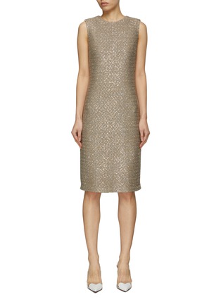 Main View - Click To Enlarge - ST. JOHN - Sequined Tweed Round Neck Sleeveless Shift Dress