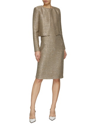 Figure View - Click To Enlarge - ST. JOHN - Sequined Tweed Round Neck Sleeveless Shift Dress