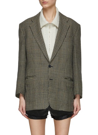 Main View - Click To Enlarge - HAVRE STUDIO - Buttoned Back Chequered Oversized Single Breasted Blazer