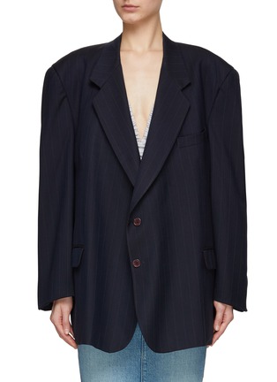 Main View - Click To Enlarge - HAVRE STUDIO - Buttoned Back Striped Oversized Single Breasted Blazer