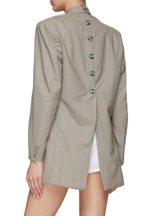 Back View - Click To Enlarge - HAVRE STUDIO - Buttoned Back Chequered Oversized Double Breasted Blazer