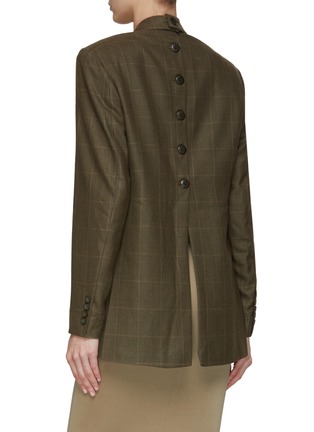 Back View - Click To Enlarge - HAVRE STUDIO - Oversize Chequered Button Embellished Single Breasted Notch Lapel Blazer