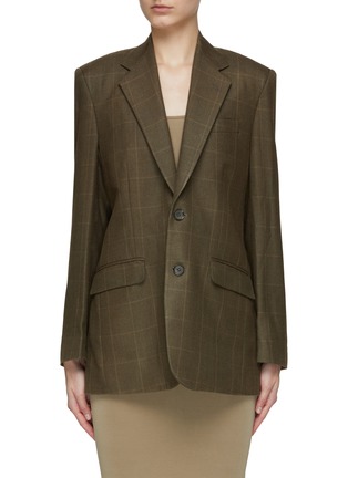 Main View - Click To Enlarge - HAVRE STUDIO - Oversize Chequered Button Embellished Single Breasted Notch Lapel Blazer