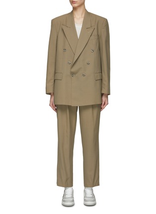 Main View - Click To Enlarge - HAVRE STUDIO - Buttoned Back Blazer And Straight Pants Suit Set