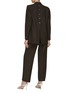Back View - Click To Enlarge - HAVRE STUDIO - Buttoned Back Blazer And Straight Pants Suit Set