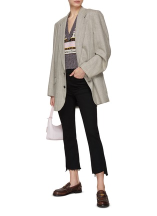 Figure View - Click To Enlarge - HAVRE STUDIO - Buttoned Back Herringbone Oversized Single Breasted Blazer