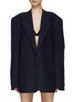 Main View - Click To Enlarge - HAVRE STUDIO - Oversize Chequered Button Embellished Single Breasted Notch Lapel Blazer