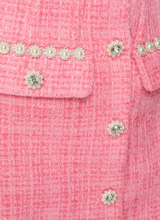  - SELF-PORTRAIT - Crystal Faux Pearl Embellished Flap Welt Pocket Boucle Mini Skirt