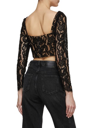Back View - Click To Enlarge - SELF-PORTRAIT - Long Sleeve Heart Neck Cord Lace Cropped Top