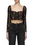 Main View - Click To Enlarge - SELF-PORTRAIT - Long Sleeve Heart Neck Cord Lace Cropped Top