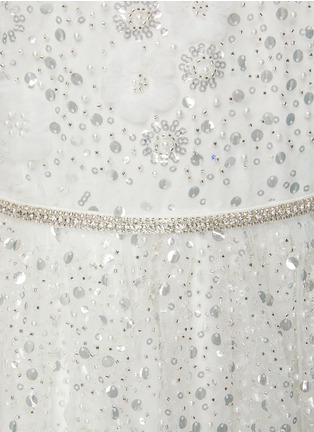 - SELF-PORTRAIT - Crystal Embellished White Bead Sequin Sleeveless Midi Dress