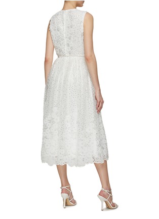 Back View - Click To Enlarge - SELF-PORTRAIT - Crystal Embellished White Bead Sequin Sleeveless Midi Dress