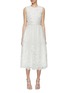 SELF-PORTRAIT - Crystal Embellished White Bead Sequin Sleeveless Midi Dress