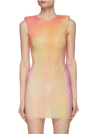 Main View - Click To Enlarge - SELF-PORTRAIT - Printed Mesh Hotfix Bodycon Dress