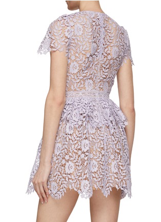 Back View - Click To Enlarge - SELF-PORTRAIT - Rose Lace Peplum Mini Dress