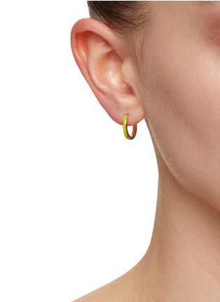 Figure View - Click To Enlarge - EYE M - 18k Gold Plated Sterling Silver Enamel Midi Hoop Earrings
