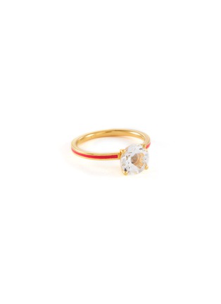 Main View - Click To Enlarge - EYE M - 18k Gold Plated Sterling Silver White Topaz Enamel Slim Band Ring