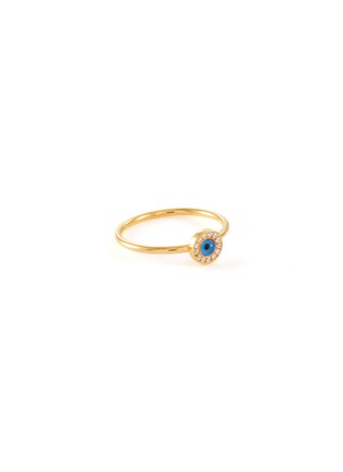 Main View - Click To Enlarge - EYE M - ‘Protection’ 18k Gold Plated Sterling Silver White Topaz Ring