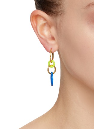 Figure View - Click To Enlarge - EYE M - ‘Hula Hoop’ 18k Gold Plated Sterling Silver enamel Drop Earrings