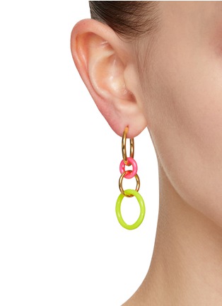 Figure View - Click To Enlarge - EYE M - ‘Hula Hoop’ 18k Gold Plated Sterling Silver enamel Drop Earrings