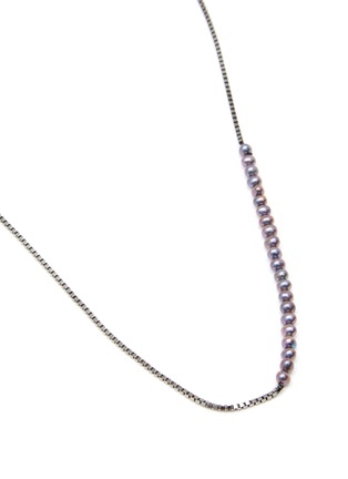 Detail View - Click To Enlarge - TATEOSSIAN - ‘Poseidon’ Black Rhodium Plated Silver Pearl Box Chain Necklace