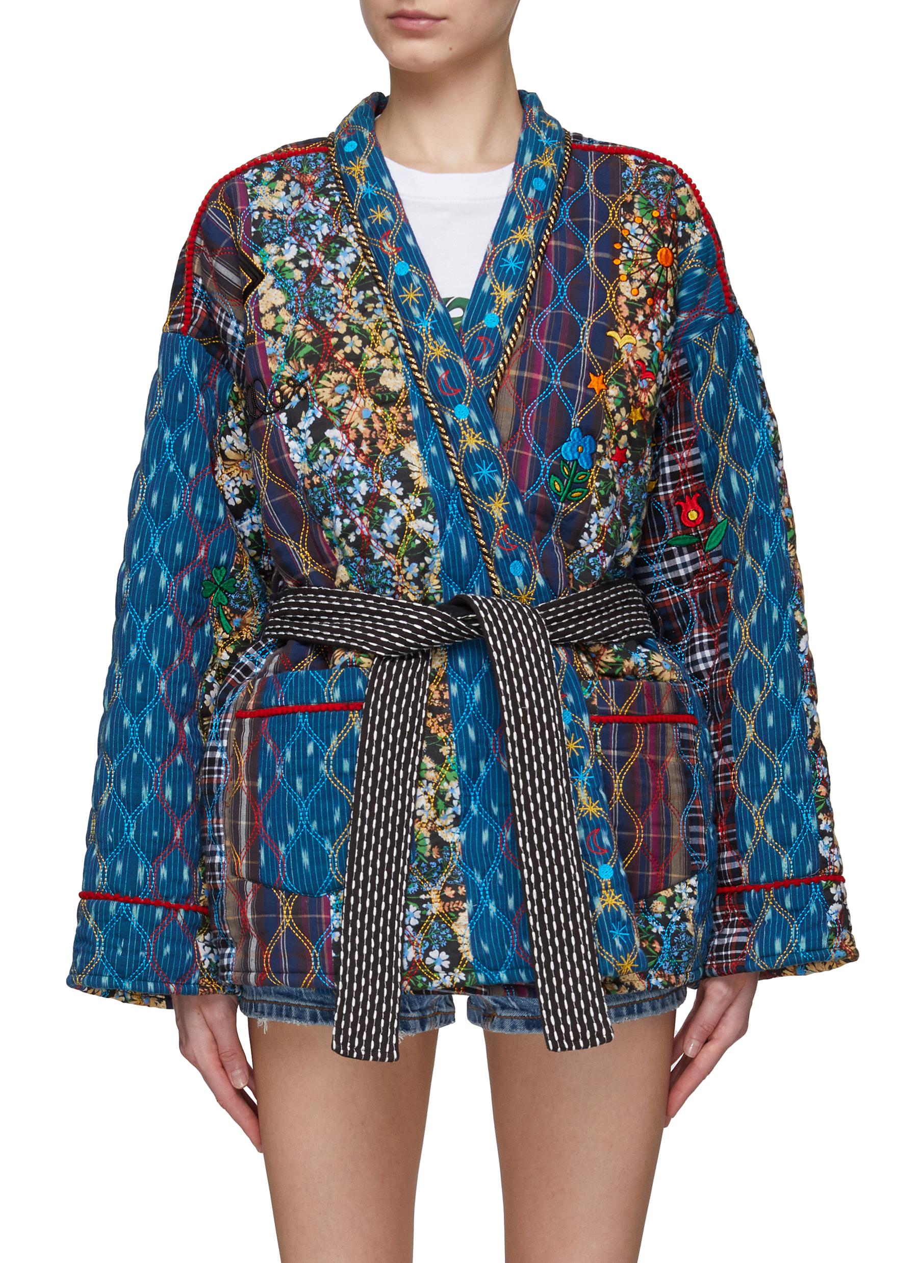 Monoki ‘el Paso Blue Cut' Belted Cotton Kimono