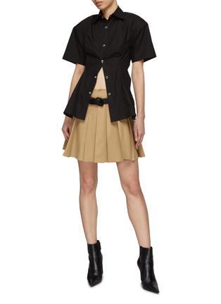 Figure View - Click To Enlarge - BONBOM - Short Sleeve Button Down Backless Trumpet Shirt