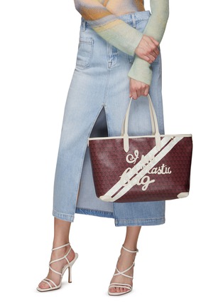 Figure View - Click To Enlarge - ANYA HINDMARCH - Small ‘I Am a Plastic Bag’ Slogan Appliqué Recycled Canvas Tote Bag