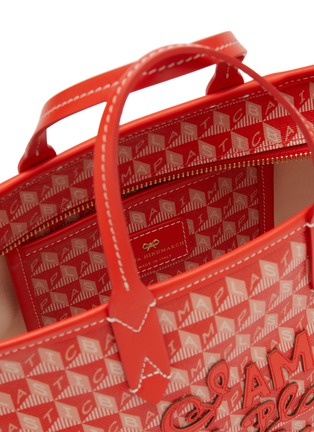 Detail View - Click To Enlarge - ANYA HINDMARCH - XS ‘I Am a Plastic Bag’ Slogan Appliqué Recycled Canvas Tote Bag