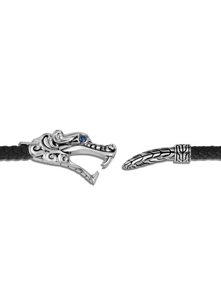 Detail View - Click To Enlarge - JOHN HARDY - ‘Legends Naga’ Silver Sapphire Woven Leather Double Wrap Bracelet