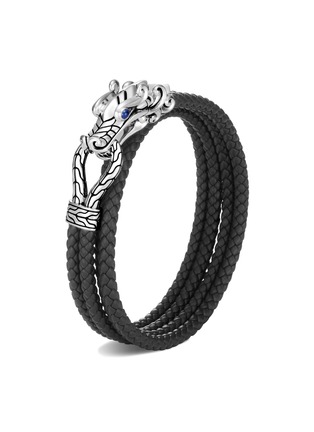 Main View - Click To Enlarge - JOHN HARDY - ‘Legends Naga’ Silver Sapphire Woven Leather Double Wrap Bracelet