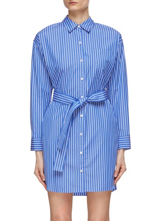Main View - Click To Enlarge - THEORY - Oversized Belted Long Sleeve Stripe Shirt Dress