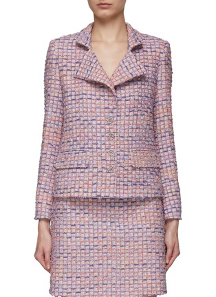 Main View - Click To Enlarge - SOONIL - Hand Woven Button Up Tweed Jacket