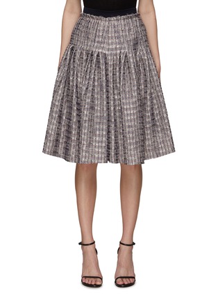 Main View - Click To Enlarge - SOONIL - Hand Woven Logo Tweed Pleated Skirt