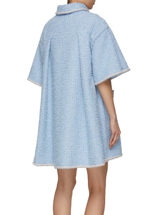 Back View - Click To Enlarge - SOONIL - Sequin Embellished Trim Oversized Short Sleeve Tweed Dress