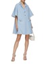 Figure View - Click To Enlarge - SOONIL - Sequin Embellished Trim Oversized Short Sleeve Tweed Dress