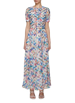 Main View - Click To Enlarge - SOONIL - Belted Maxi Silk Dress