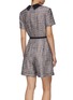 Back View - Click To Enlarge - SOONIL - Hand Woven Logo Tweed Belted Short Sleeve Romper