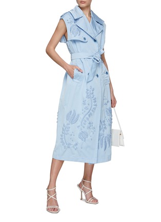 Figure View - Click To Enlarge - ERMANNO SCERVINO - Floral Embroidery Sleeveless Trench Coat